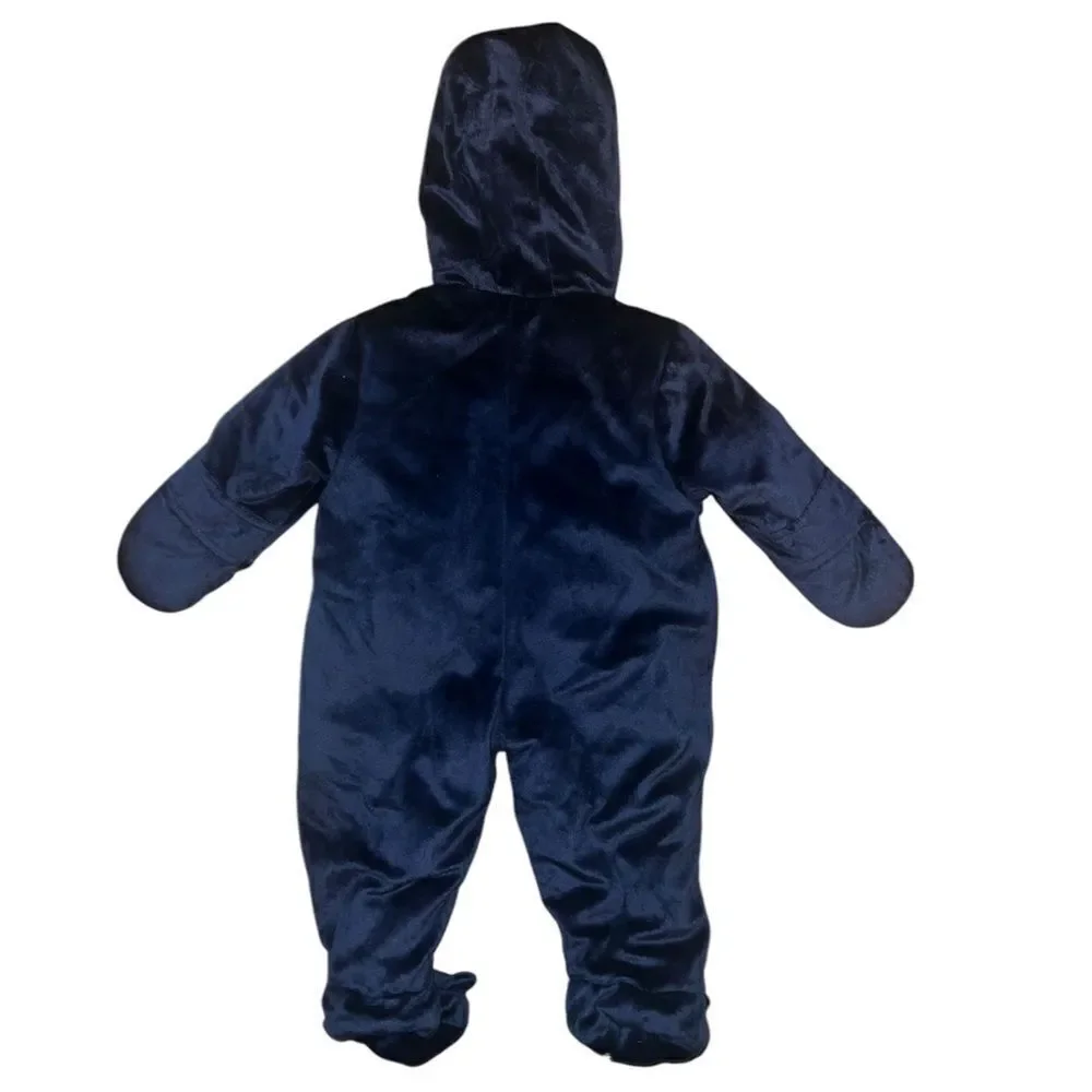 Carters Baby Blue Plush Pram with Monkey Snow Suit 6-9 Month NWT